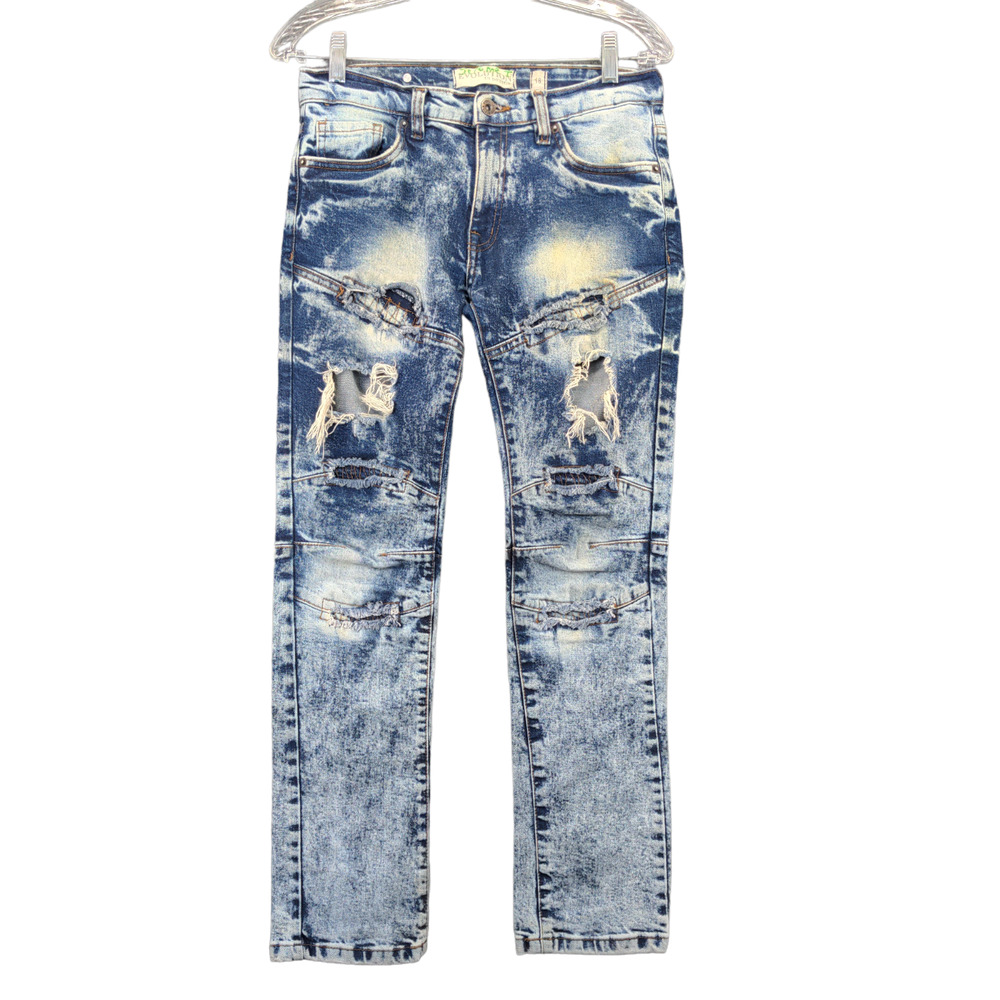 Evolution in Design Straight Jeans Womens 18 Blue 5-Pocket Distressed Acid Wash